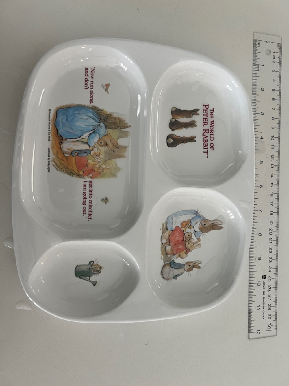 Peter Rabbit White Divided Kids Plate - 4 Compartments